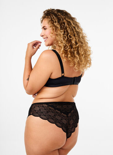 Zizzifashion Brazilian lace panties, Black, Model image number 1