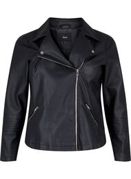 biker jacket in imitated leather, Black, Packshot