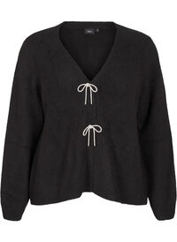 Knitted cardigan with a silver bow