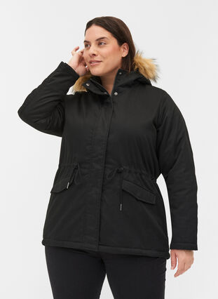 Rain jacket with reflective details - Black - Sz. 42-60 - Zizzifashion