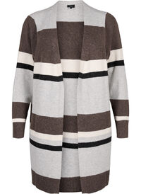 Long knit cardigan with wide stripes