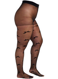 30 denier tights with bow pattern