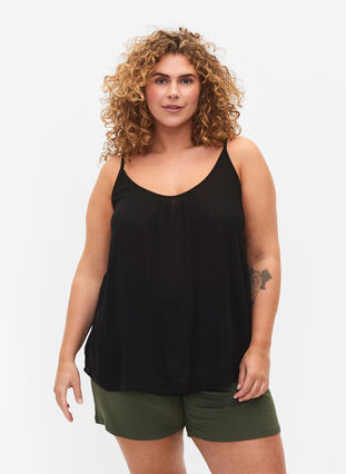 Zizzifashion Strap top in viscose, Black, Model image number 0