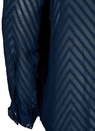 Zizzifashion Shirt blouse with ruffles and patterned texture, Navy Blazer, Packshot image number 3