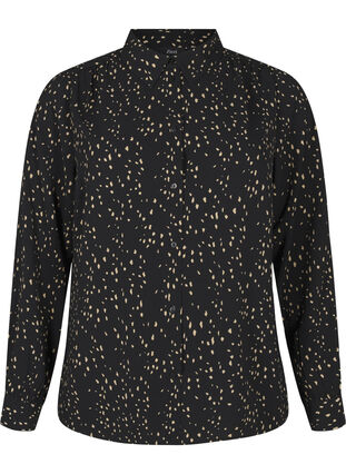 Zizzifashion Dotted shirt with collar, Black w. Dot AOP, Packshot image number 0