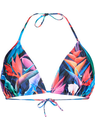 Zizzifashion Triangle bikini bra with print, Bright Leaf, Packshot image number 0