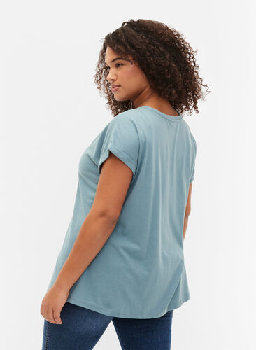 Zizzifashion Short sleeved cotton blend t-shirt, Smoke Blue, Model image number 1