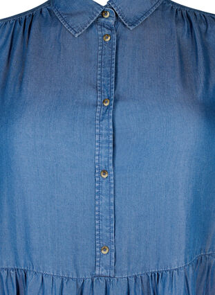 Zizzifashion Denim dress in TENCEL™ Lyocell with 3/4 sleeves, Blue Denim, Packshot image number 2