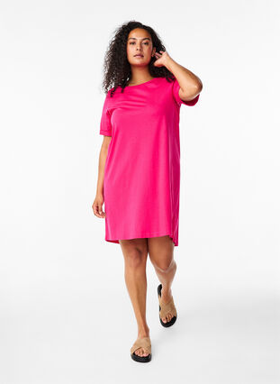Zizzifashion Cotton t-shirt dress, Bright Rose, Model image number 2