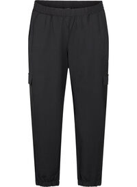 Trousers with cargo pockets and elasticated waist