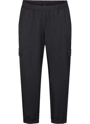 Zizzifashion Trousers with cargo pockets and elasticated waist, Black, Packshot image number 0