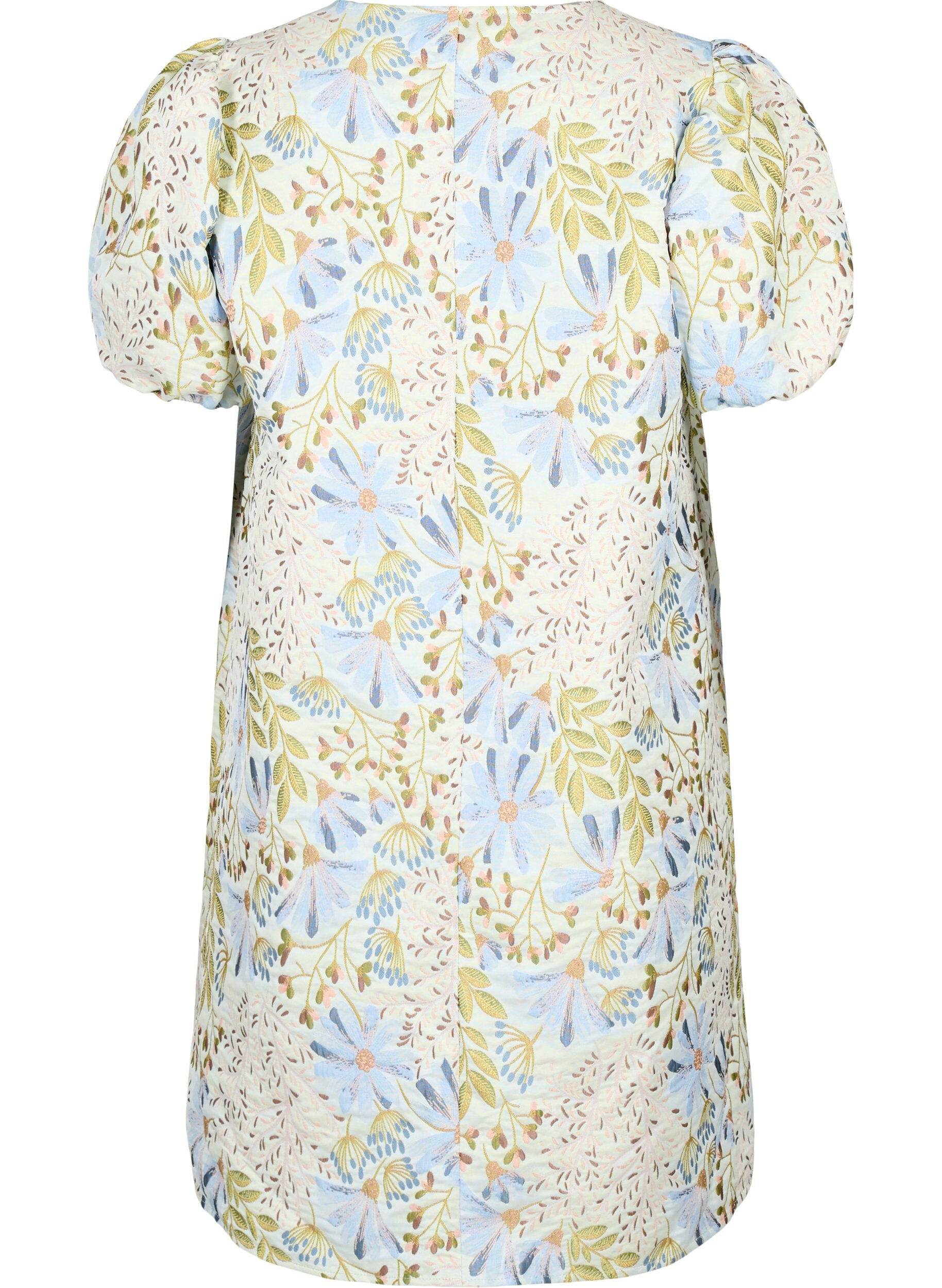 Jacquard dress with 1/2 sleeves - Vanilla - Sz. 42-60 - Zizzifashion