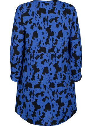 Zizzifashion Printed dress with drawstring at the waist, Black Blue AOP, Packshot image number 1