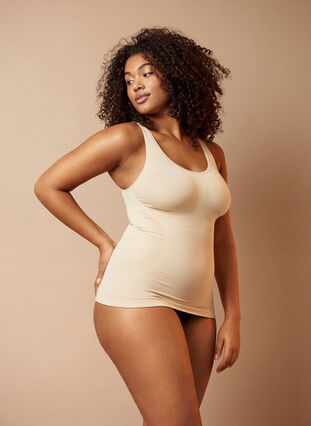 Zizzifashion Shapewear top with wide straps, Nude, Image image number 1