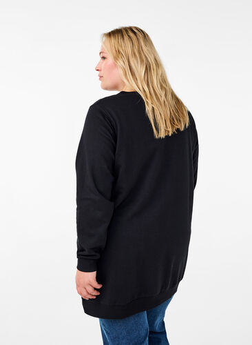 Zizzifashion Sweat tunic with metal details, Black, Model image number 1