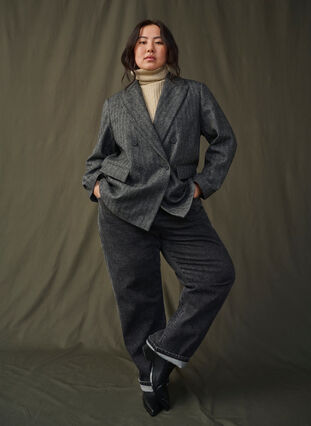 Zizzifashion Wool-blend blazer with pockets, Dark Grey Melange, Image image number 0