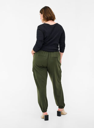 Cargo trousers with big pockets - Green - Sz. 42-60 - Zizzifashion