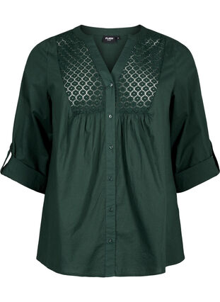 Zizzifashion FLASH - Shirt with crochet detail, Scarab, Packshot image number 0