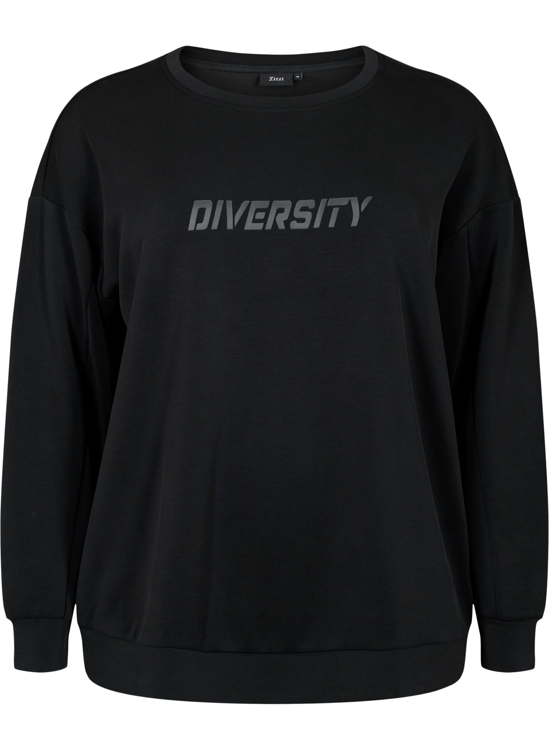 Modal mix sweatshirt with text print - Black - Sz. 42-60