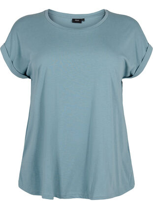 Zizzifashion Short sleeved cotton blend t-shirt, Smoke Blue, Packshot image number 0