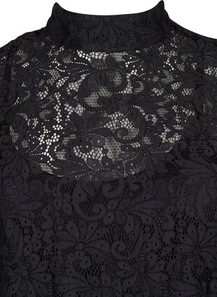 Zizzifashion Long-sleeved lace dress with high neck, Black, Packshot image number 2