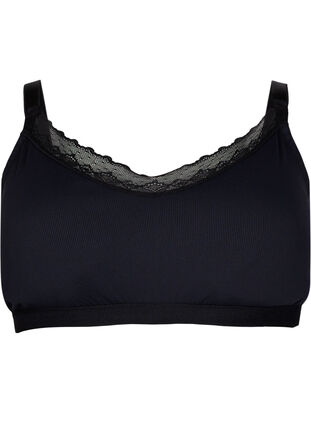 ASYOU two piece sheer shirt with rib bra in black