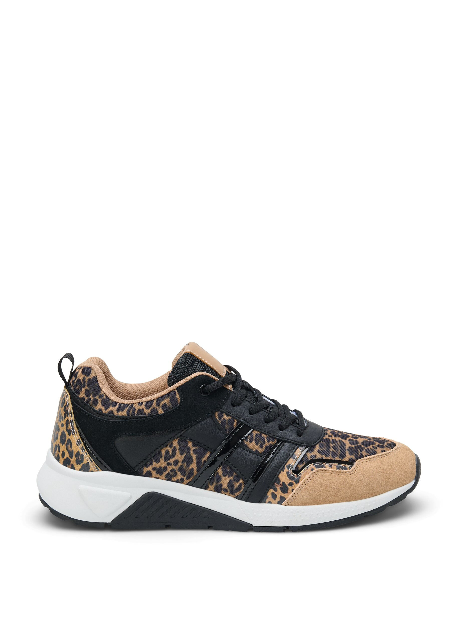 Wide fit sneakers with leopard print - Brown - Zizzifashion