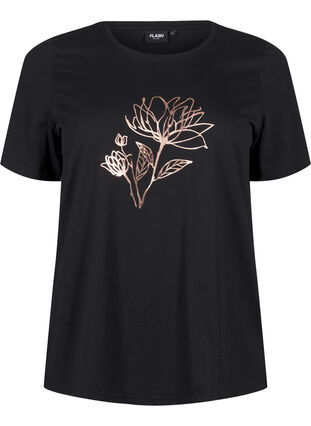 Zizzifashion FLASH - T-shirt with motif, Black R. Gold Flower, Packshot image number 0