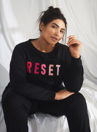 Zizzifashion Sweatshirt with text, Black W. Reset, Image image number 0