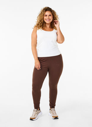 Zizzifashion Cotton leggings with lining, Chocolate Martini, Model image number 0