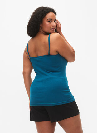 Zizzifashion 2-pack night tops in rib, Black/Blue Coral, Model image number 1
