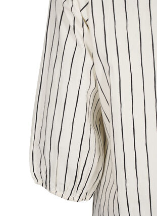 Zizzifashion 3/4 sleeve cotton blouse with stripes, Eggnog Black Stripe, Packshot image number 3