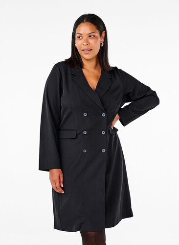 Zizzifashion Double-breasted blazer dress, Black, Model image number 0