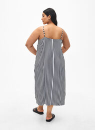 FLASH - Striped strap dress in viscose, Black White Stripe, Model