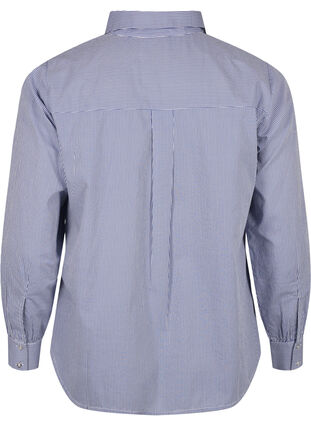 Zizzifashion Organic cotton shirt with bead embroidery, Blue White Stripe, Packshot image number 1