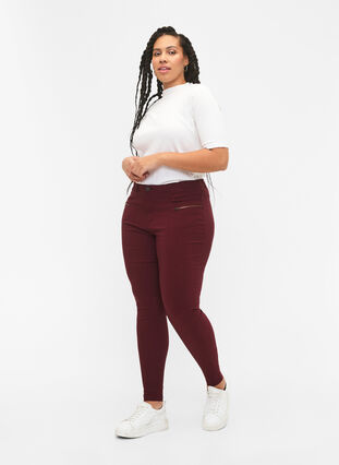 Zizzifashion Close-fitting trousers with zipper details, Port Royal, Model image number 0