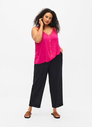 Zizzifashion Viscose top with narrow straps, Raspberry Sorbet, Model image number 2