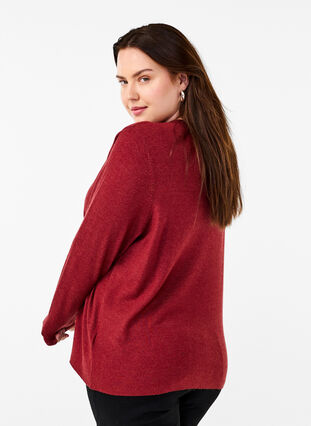 Zizzifashion FLASH - Knitted blouse with a round neck, Merlot Mel., Model image number 1