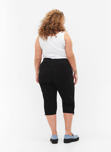 Zizzifashion Cotton Capri trousers , Black, Model image number 1