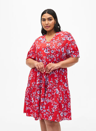 Zizzifashion FLASH - Printed A-line dress, Poinsettia Flower, Model image number 0