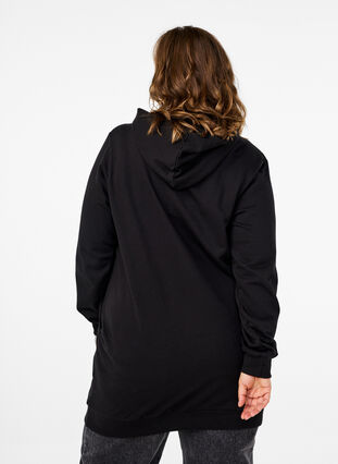 Zizzifashion Sweat tunic with hood and zip, Black, Model image number 1