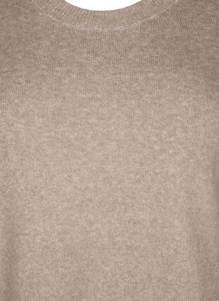 Zizzifashion Knitted dress with a round neck and slit, Desert Taupe Mel., Packshot image number 2