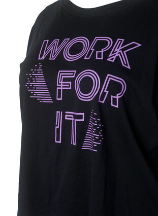 Zizzifashion Cotton training t-shirt with print, Black w. Work For It, Packshot image number 2