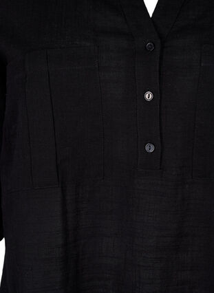 Zizzifashion Cotton tunic with 3/4 sleeves, Black, Packshot image number 2