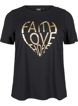 Zizzifashion FLASH - T-shirt with motif, Black Gold Faith, Packshot image number 0