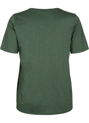 Zizzifashion Short-sleeved basic t-shirt with v-neck, Thyme, Packshot image number 1