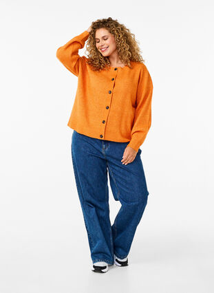 Zizzifashion Rib knit cardigan with buttons, Marmelade Mel., Model image number 2