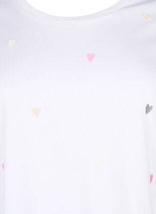 Zizzifashion Organic cotton T-shirt with hearts, Bright W. Love Emb., Packshot image number 2