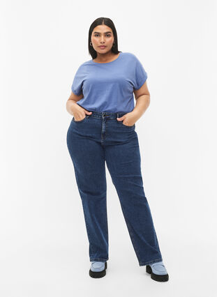 Zizzifashion Short sleeve cotton blend T-shirt, Moonlight Blue, Model image number 2
