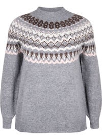 Knitted jumper with patterns and long sleeves